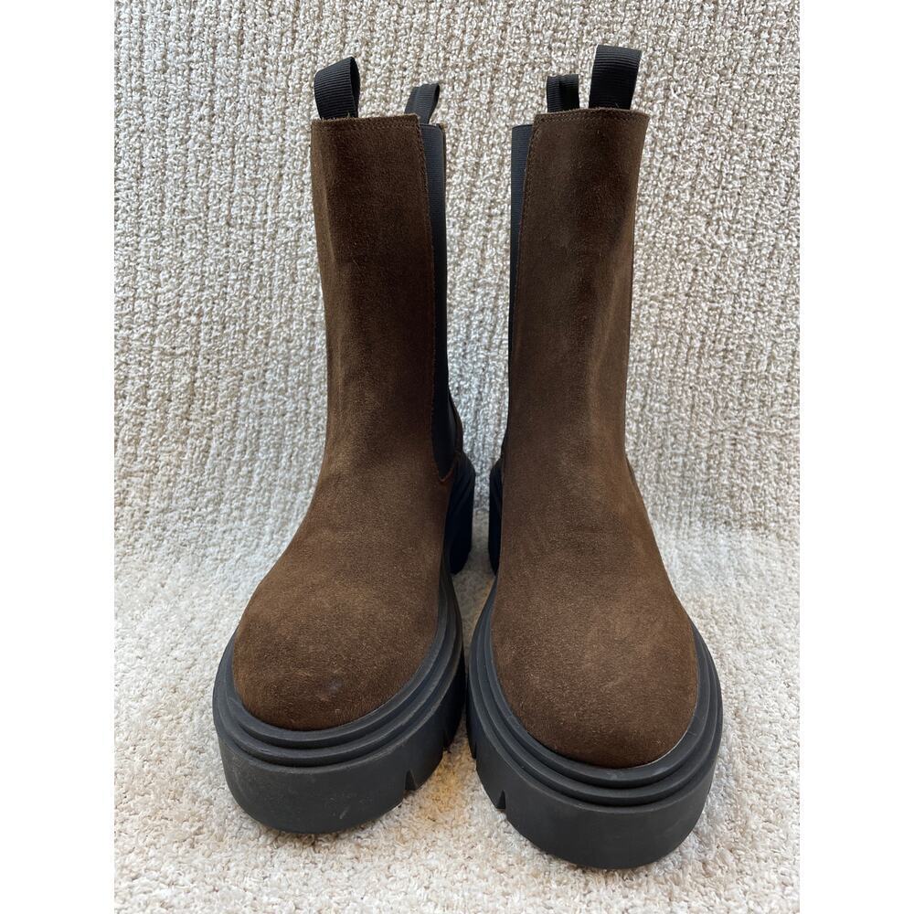 STEVE MADDEN Wisteria Platform Lug Boot Women's 9.5 Brown Leather Suede Chunky - Picture 4 of 10